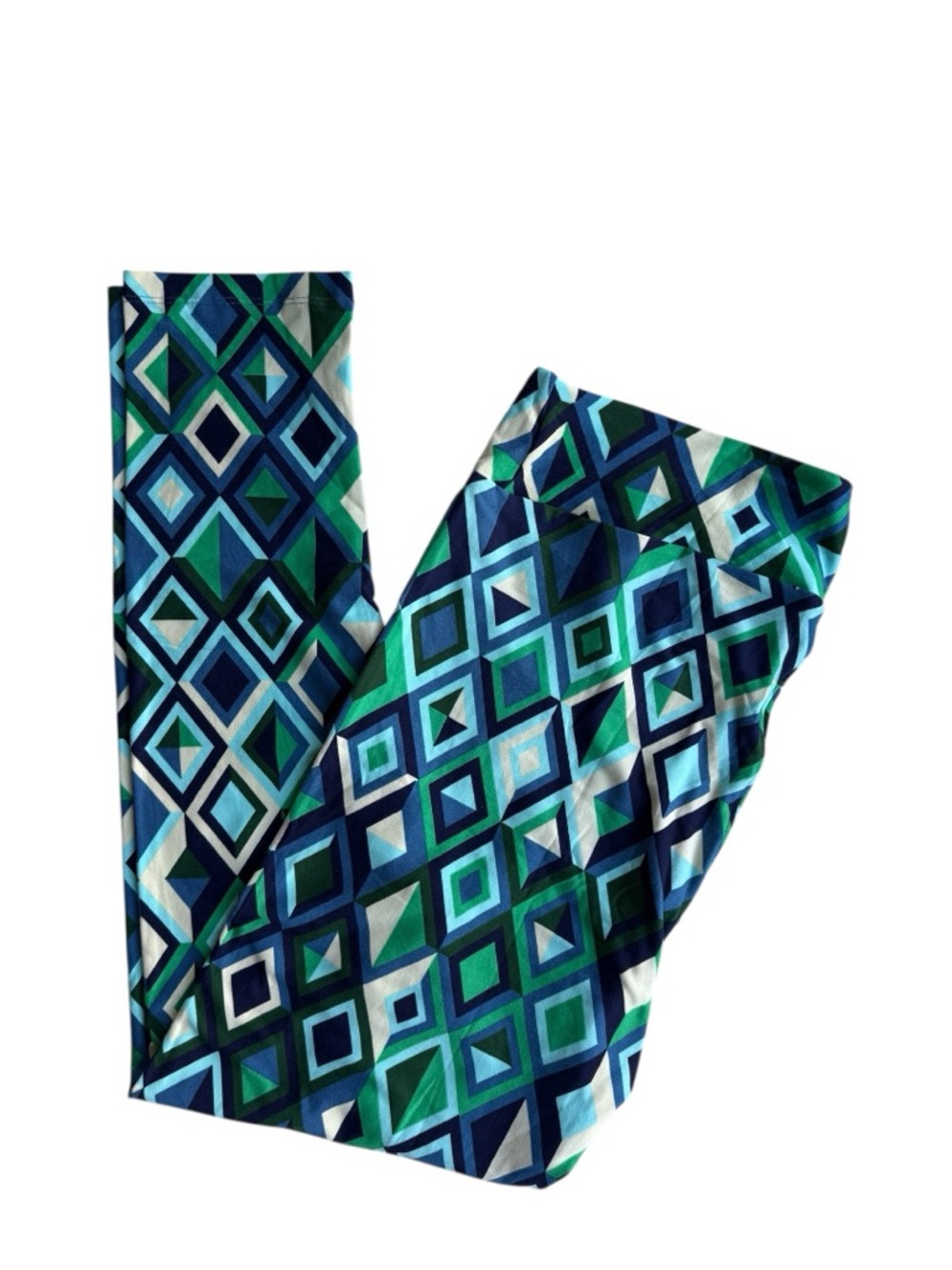 Brand new! LuLaRoe Women’s TC Leggings with a teal & aqua geometric design.